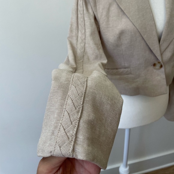 Jason Wu Linen Blend Cropped Blazer Size S Career Office Professional - Picture 3 of 9